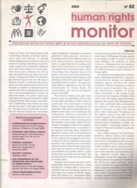 Human Right Monitor No. 62/2004: International Service for Human Rights : Service International pour les droits de l'homme