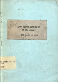 Human Rights Commission of Sri Lanka: Act, no.21 of 1996