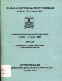 Lembaran Daerah Kabupaten Serang Nomor 767 Tahun 2007