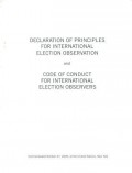 Declaration of Principles for International Election Observation and Code of Conduct for International Election Observers