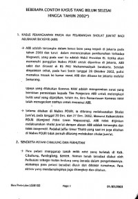 BEBERAPA CONTOH KASUS YANG BELUM SELESAI HINGGA TAHUN 2002