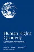 Human Rights Quarterly Volume 43 Number 1 February 2021: A Comparative And International Journal Of The Social Sciences, Humanities, And Law