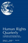 Human Rights Quarterly Volume 43 Number 2 May 2021: A Comparative And International Journal Of The Social Sciences, Humanities, And Law