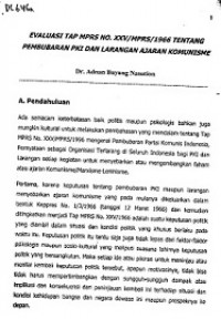 EVALUASI TAP MPRS NO. XXV/MPRS/1966 TENTANG PEMBUBARAN PKI DAN LARANGAN AJARAN KOMUNISME