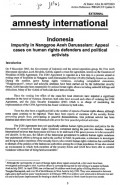 amnesty international: Indonesia Impunity in Nanggroe Aceh Darussalam: Appeal cases on human rights defender and political activists