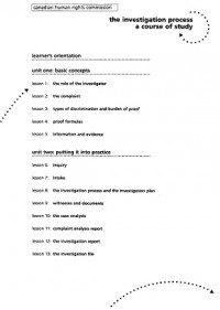 canadian human rights commission: the investigation process a course of study