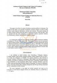 Anatomy of Social Violance in the Context of Transtition: The case of Indonesia 1990-2001