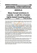 ANGOLA: Mass forced evictions in Luanda - a call for a human rights-based housing policy