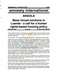 ANGOLA: Mass forced evictions in Luanda - a call for a human rights-based housing policy
