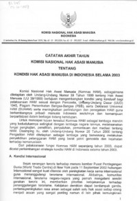 CATATAN AKHIR TAHUN KOMNAS HAM TENTANG KONDISI HAK ASASI MANUSIA HAM DI INDONESIA SELAMA 2003
