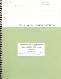 The Constitution of The Kingdom of Thailand, 1997: A Blueprint for Participatory Democracy