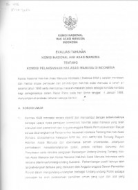 Evaluasi Tahunan Komisi Nasional Hak Asasi Manusia tentang Kondisi Pelaksanaan Hak Asasi Manusia di Indonesia