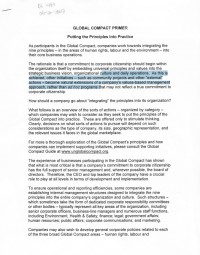 Global Compact Primer: Putting the Principles Into Practice