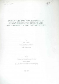 Indicators for Programming in Human Rights and Democratic Development: A Preliminary Study