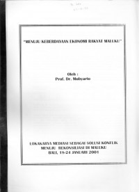 Menuju Keberdayaan Ekonomi Rakyat Maluku