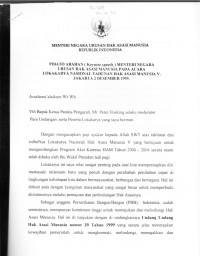 Pidato Arahan (keynote speech) Menteri Negara Urusan HAM Pada Acara Lokakarya Nasional Tahunan HAM V. Jakarta 2 Desember 1999