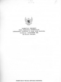 Sambutan Presiden Pada Peresmian Pembukaan Lokakarya Nasional IV Hak Asasi Manusia Tanggal 1 Desember 1998 Di Istana Negara